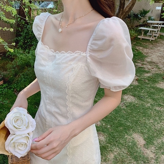Bestie can be made of salt, sweet, dress, summer, new waist, bubble sleeve, fairy dress, chic gentle.
