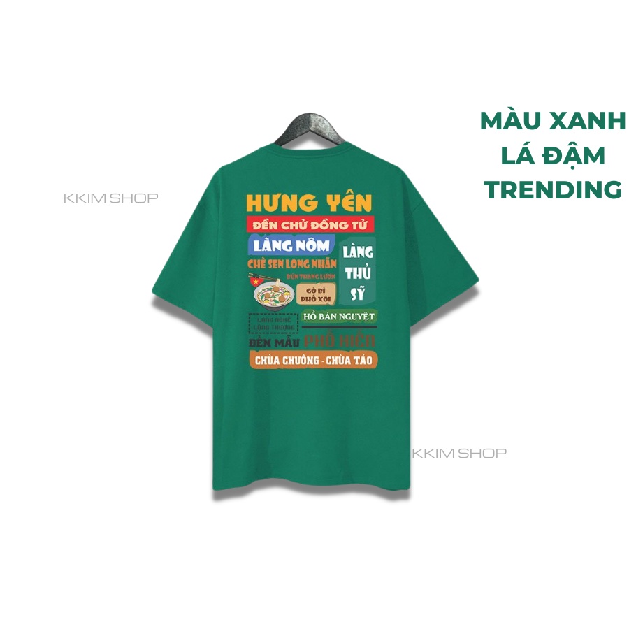 Áo thun tay lỡ HƯNG YÊN, Áo phông 63 tỉnh thành Form rộng oversize, chất liệu Cotton KKIMSHOP