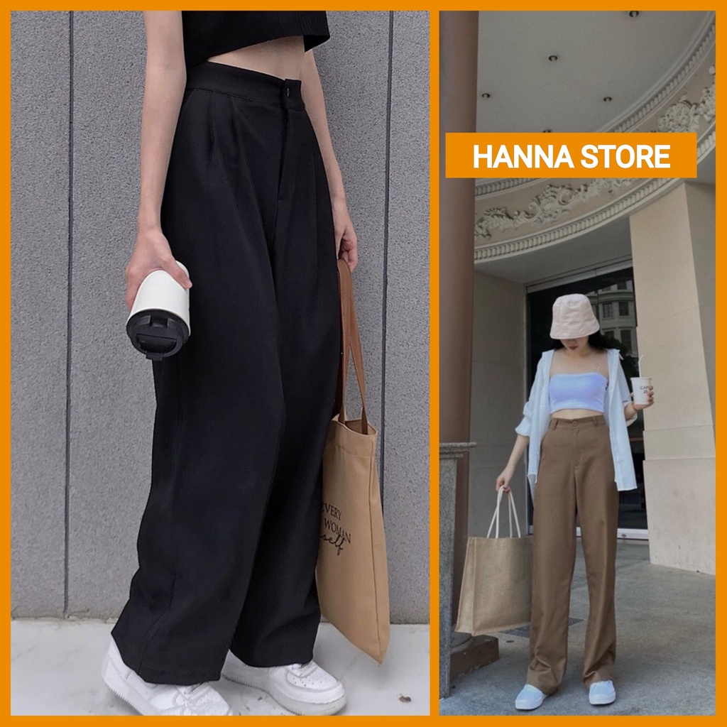 Quần Tây Ống Rộng Hanna, Chất Vải Ruby Xuất Hàn Cao Cấp, Mặc Tôn Dáng Cực Sang Chảnh