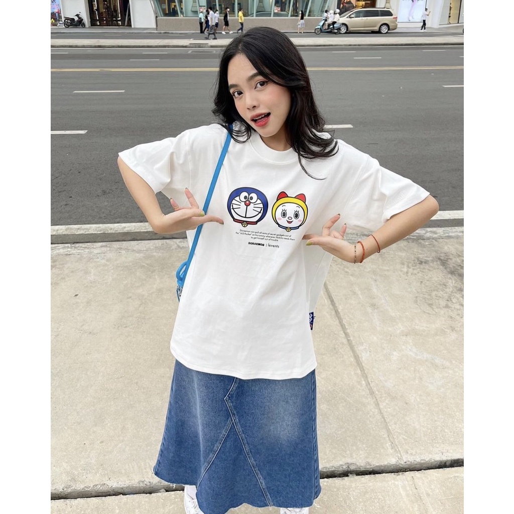 Áo thun Levents DORAEMON BigCat vải cotton dày dặn logo thêu