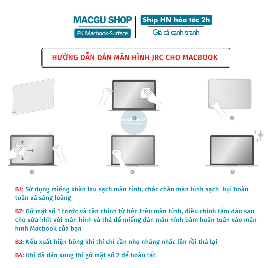 Miếng Dán Màn Hình Macbook Screen Guard HD-Chống trầy xước, chống bụi bẩn