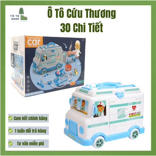 Đồ chơi bác sĩ, ô tô cứu thương gồm 30 chi tiết cho bé, các chi tiết đẹp và an toàn, đồ chơi nhập vai bác sĩ