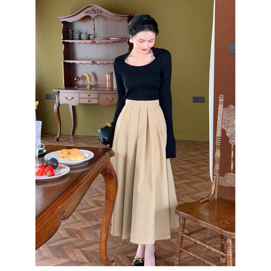 Yena Chân Váy Lưng Cao Màu Trơn Thời Trang Mùa Hè Cho Nữ | BigBuy360 - bigbuy360.vn