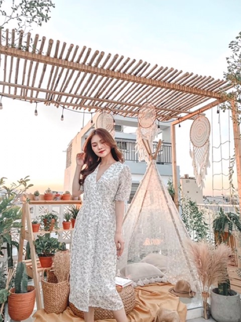 Đầm voan 🌸Đầm hoa suông cổ V 🌸Nhập MADEBY20 giảm 20k đơn trên 300k | BigBuy360 - bigbuy360.vn
