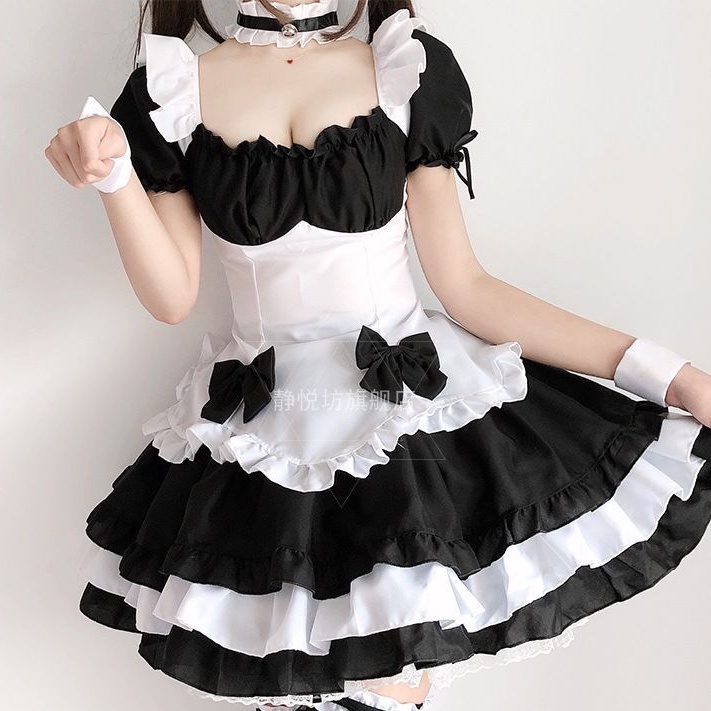 Váy maid cosplay đáng yêu 2 nơ - hóa trang hầu gái Nhật Bản mẫu 2022 | BigBuy360 - bigbuy360.vn