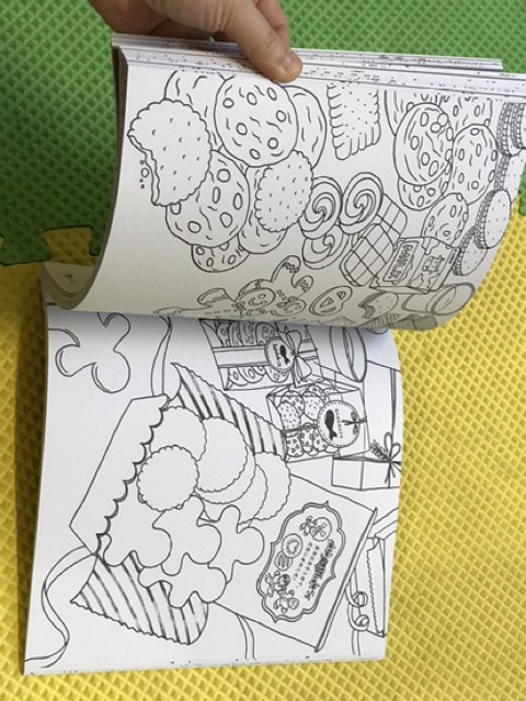 Postcard tô màu Coloring and the Food loại 96 trang 25cmx25cm GIẤY DÀY - Tranh tô màu dành cho người lớn
