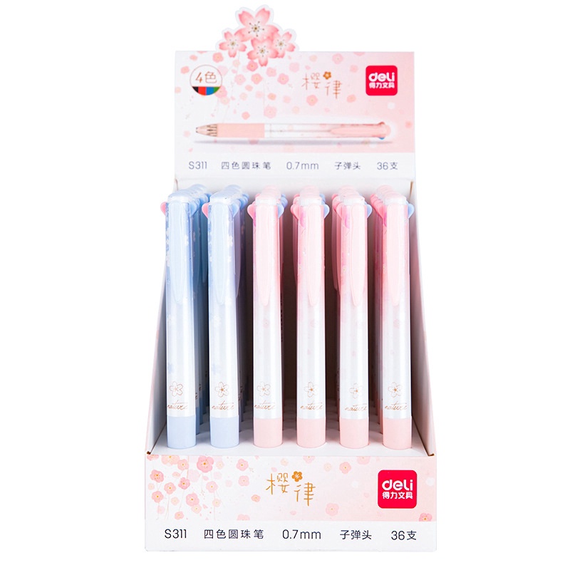 Bút bi cute đầu bấm - 4 màu ,ngòi 0,7mm Deli – Bút bi học sinh cao cấp dễ thương - HOKAMI STORE