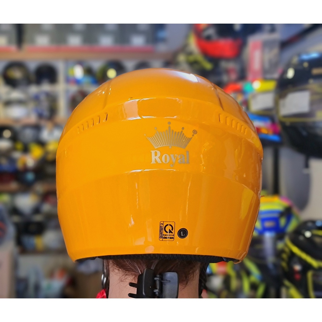Nón bảo hiểm chính hãng Royal M268 màu vàng bóng 2 kính