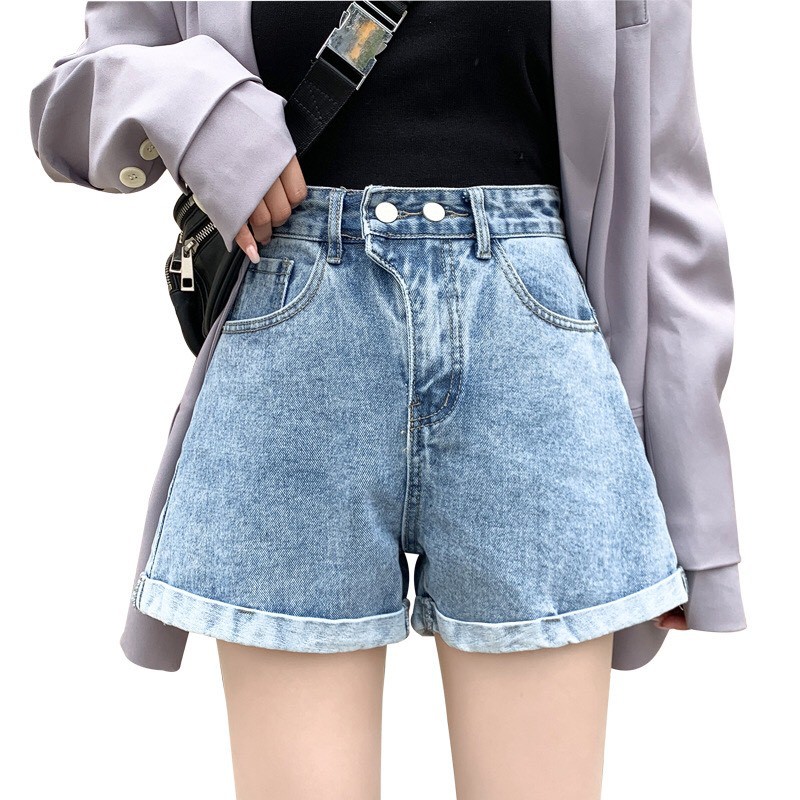 QUẦN SHORT JEAN NỮ , QUẦN SOOC NỮ CẠP CAO HAIQUANG ỐNG RỘNG ULLZANG CHẤT ĐẸP KHUY LỆCH CÁ TÍNH -MÃ SHORT 15