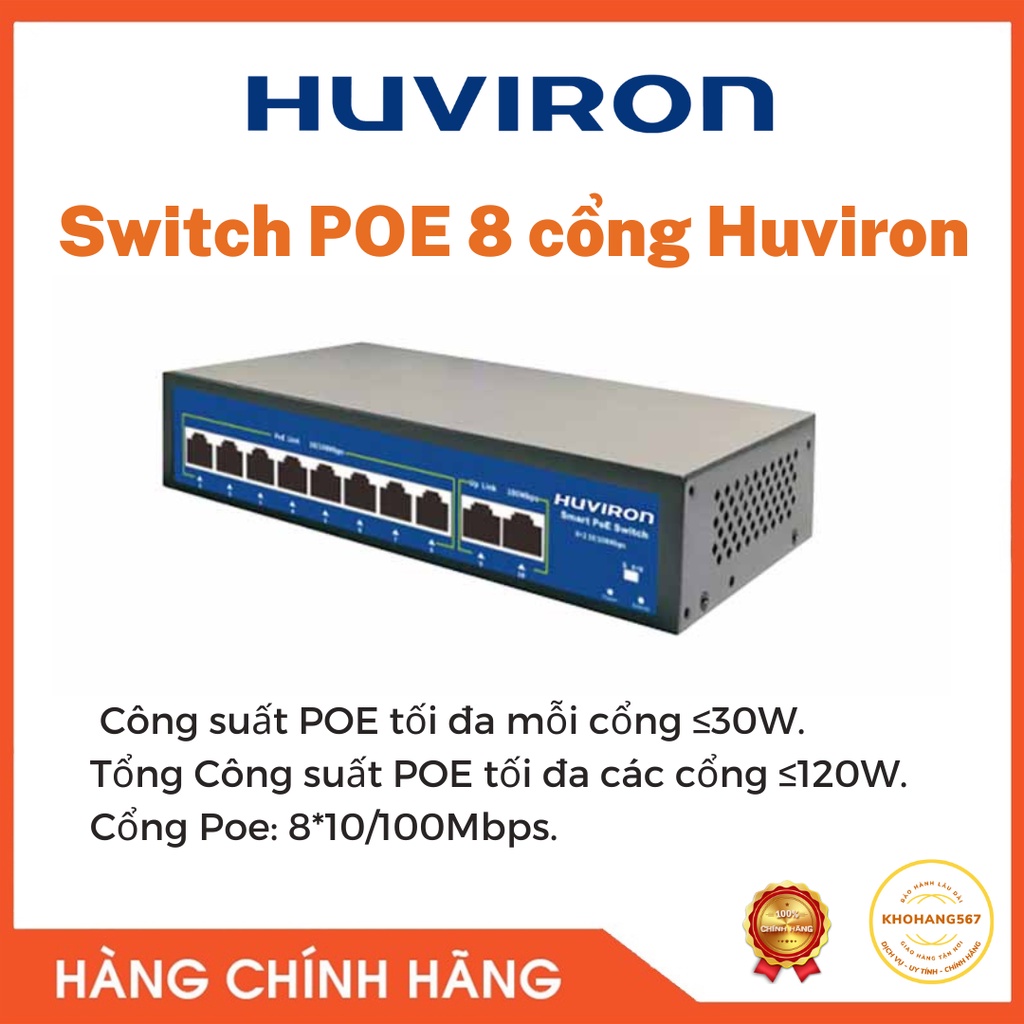 Switch Smart POE 8 Port + 2 Uplinks 10/100Mbps Cấp Nguồn Qua Mạng