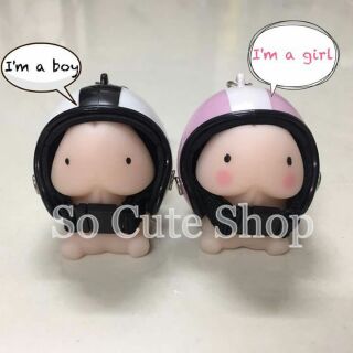 Móc khóa couple ciu đội mũ bảo hiểm