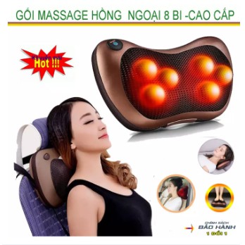 [HÀNG LOẠI 1] Gối Matxa 💥 Gối massage hồng ngoại 8 bi cao cấp đa năng cổ vai gáy tự động đảo chiều có tẩu sạc ô tô HH1