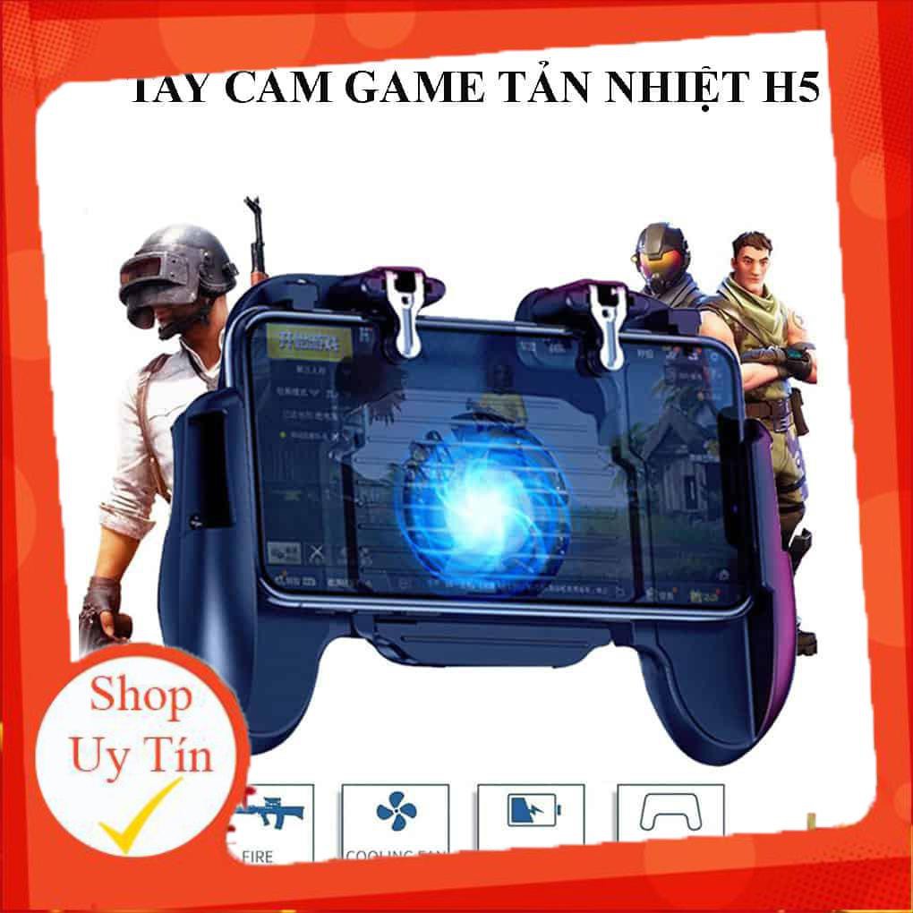 Tay cầm chơi game H5 có quạt tản nhiệt hỗ trợ chơi game PUBG, RoS, Free Fire ...