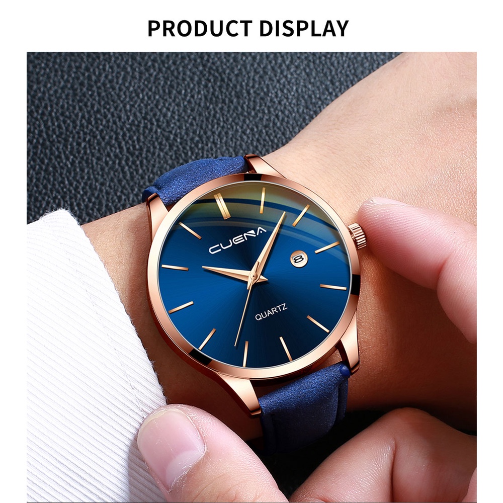 Đồng hồ thạch anh CRRJU 891 XL dây da chống thấm nước thời trang doanh nhân thể thao đơn giản cho nam