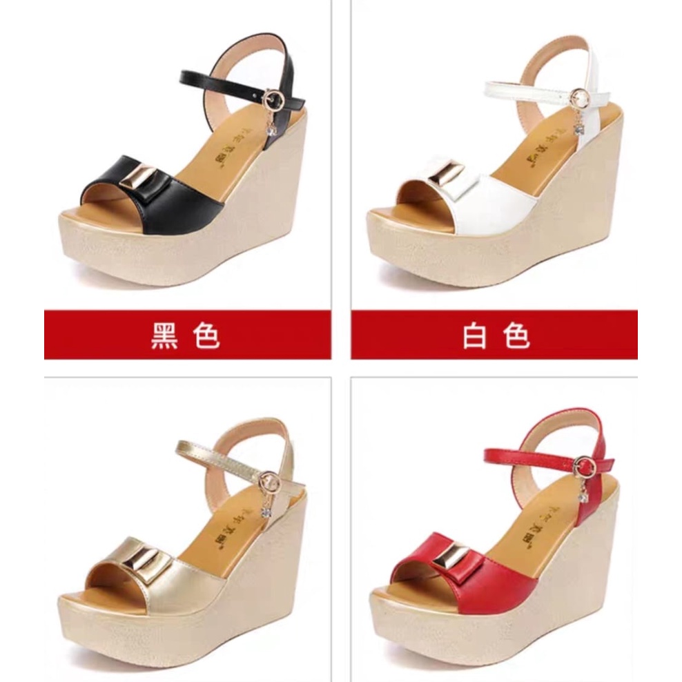 GIÀY SANDAL ĐẾ XUỒNG PHỐI NƠ CAP 10CM LOẠI CAO CẤP✨✨✨✨