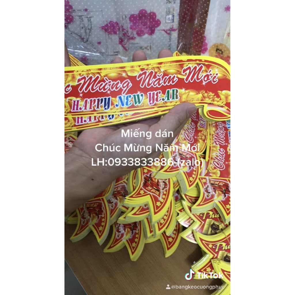 "Miếng DECAL" 10 miếng dán chữ "Chúc Mừng Năm Mới"