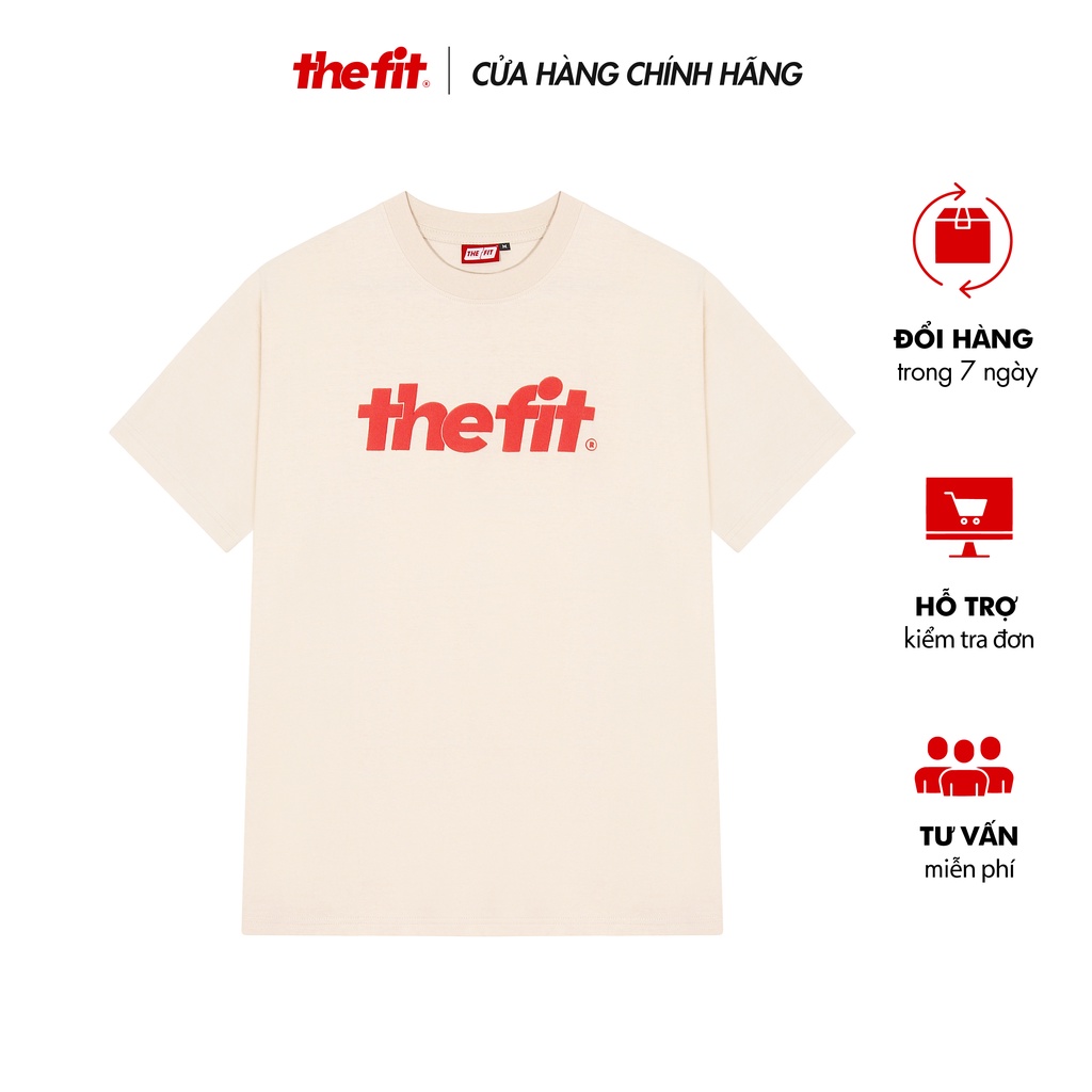 Áo thun UNISEX localbrand THE FIT EMBOSSED LOGO BEGIE TEE, áo localbrand chính hãng in nổi, 100% cotton