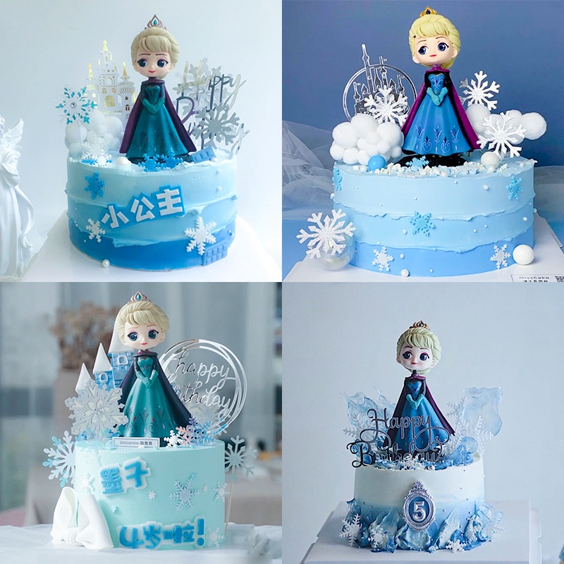 Búp bê trang trí bánh sinh nhật  Elsa vương miện mẫu mới 2021 - búp bê cho bé