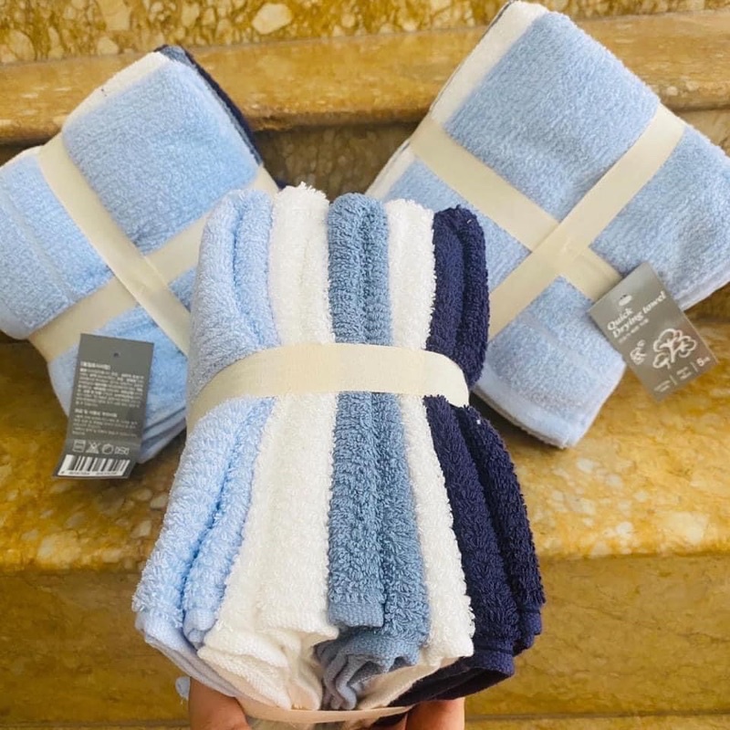Set 5 khăn tắm 5 màu thắt nơ 100% cotton, siêu mềm, siêu thấm