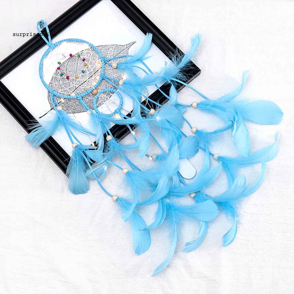 Vòng Bắt Giấc Mơ Dệt Tay Có Đèn LED Trang Trí Nhà Ở