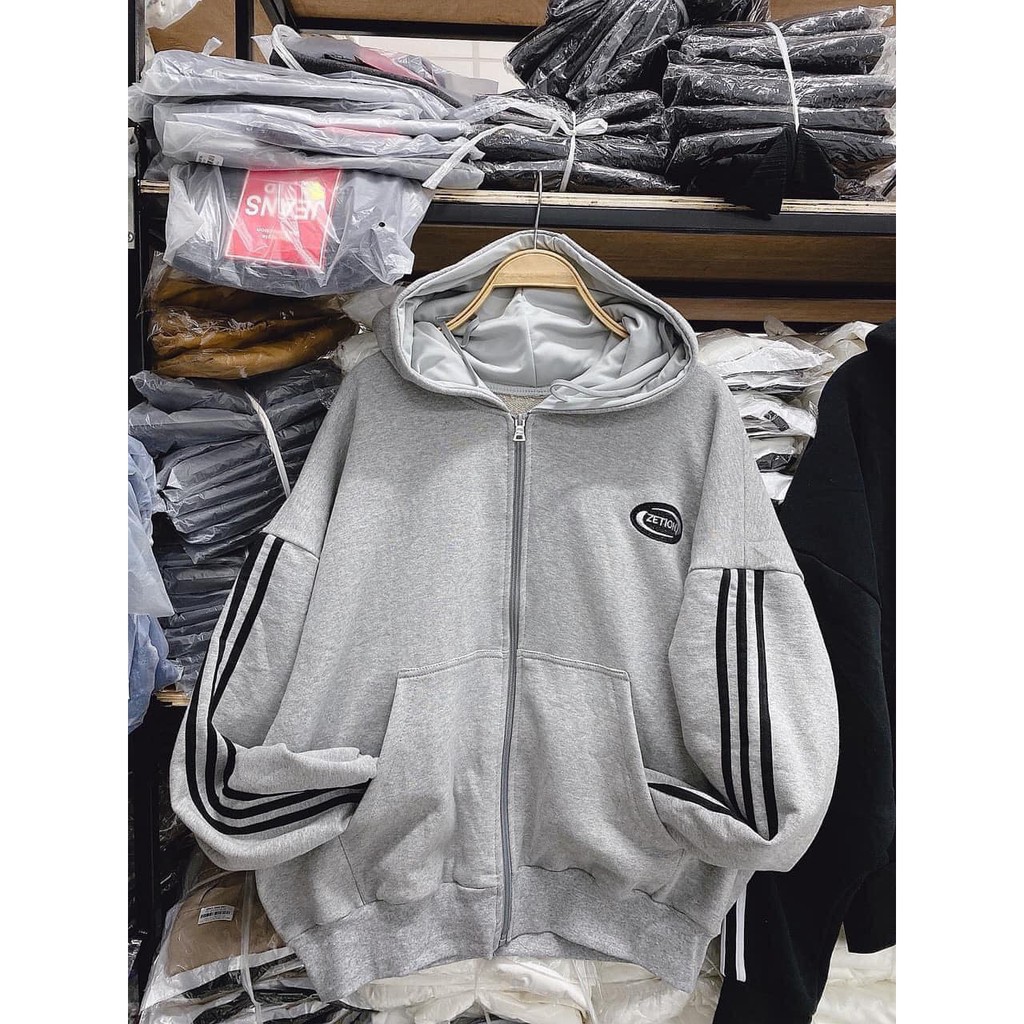 Xả. Áo hoodie nỉ 3 sọc unisex - Áo khoác thể thao kiểu dáng bomber năng động Ulzzang nam nữ HOT ¹