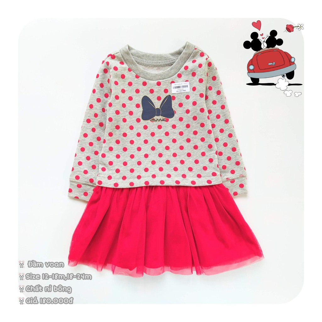 Đầm voan bé gái chấm bi đỏ chuột Mickey Minnie Mickey Minnie Mouse Chiffon Dress For Girls #8