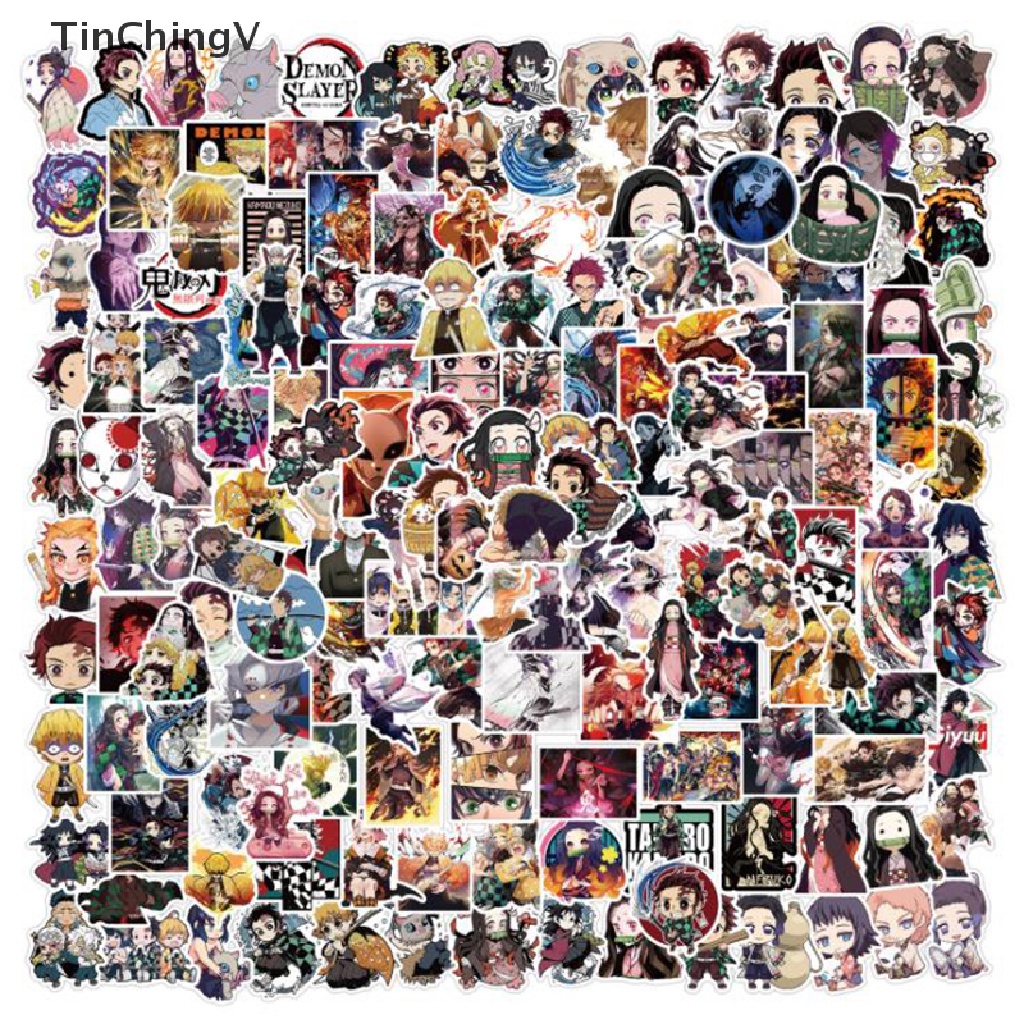 Bộ 200 Sticker Hoạt Hình Demon Slayer Bằng PVC Trang Trí Ván Trượt / Laptop / Guitar DIY