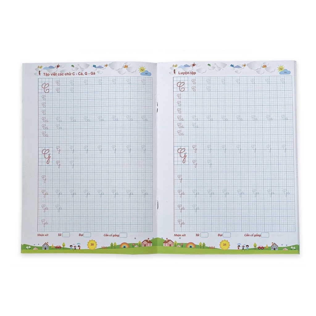 Combo bộ viết trọn bộ 120 tờ và hạ cỡ cho bé tập viết