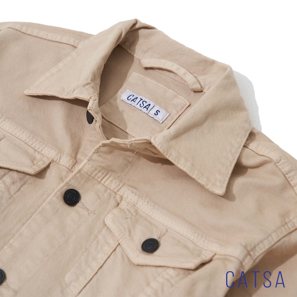 Áo khoác jeans CATSA trắng, đen, be mặc thoải mái, năng động AKJ035 - AKJ034 - AKJ033