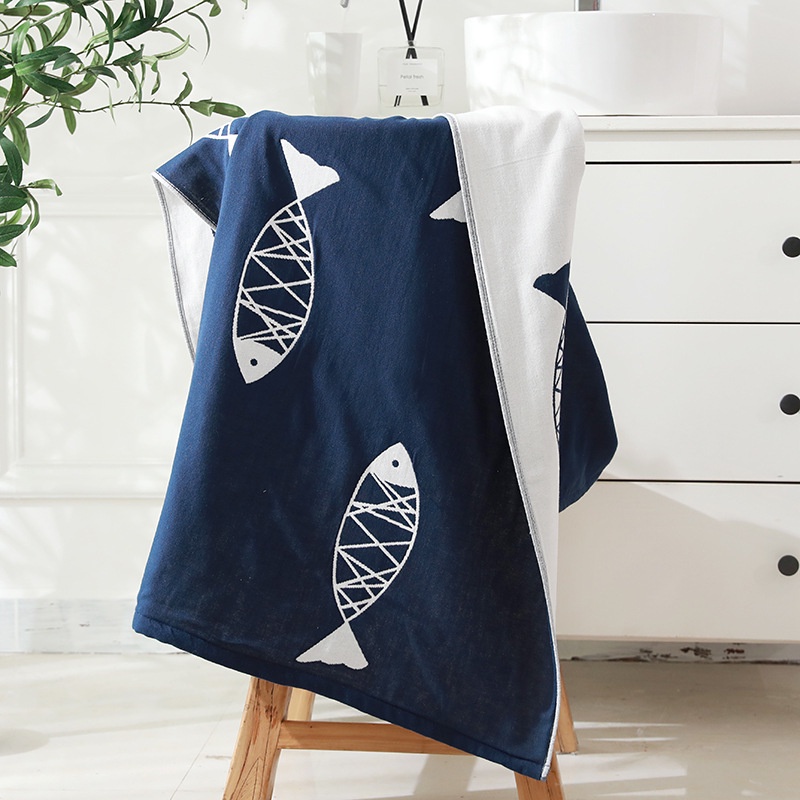 Khăn Tắm Cotton Ba Lớp 70 * 140 Họa Tiết Hoạt Hình Dễ Thương