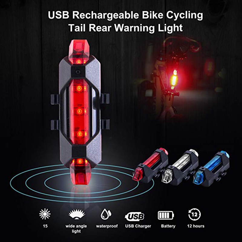 Đèn báo hiệu gắn đuôi xe đạp 5 bóng LED có cổng sạc USB Colorful