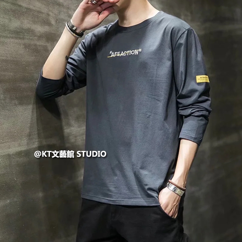 Áo Thun Tay Dài Màu Đen Xám Phong Cách Harajuku Có Size M-3XL