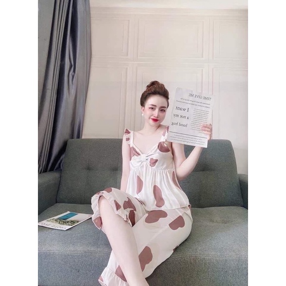 Set Bộ Bigsize❤️Set Bộ 2 Dây Nơ Ngực Quần Lửng Qua Gối Chất Lụa Mềm Mát Hàng May Kỹ Size 50-95kg | BigBuy360 - bigbuy360.vn