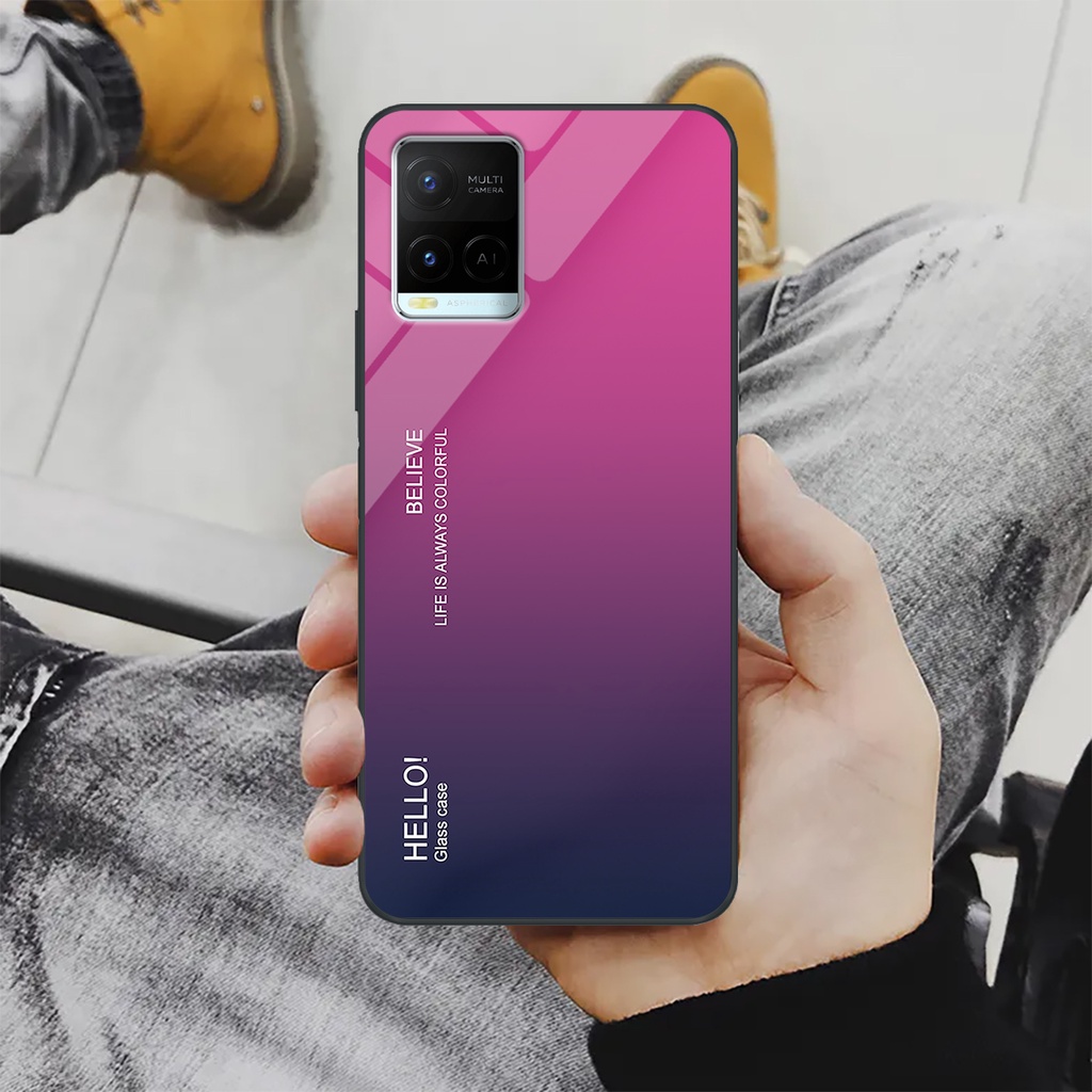 Ốp điện thoại Vivo Y21, Y21s - Gradient edition, chất liệu kính cường lực