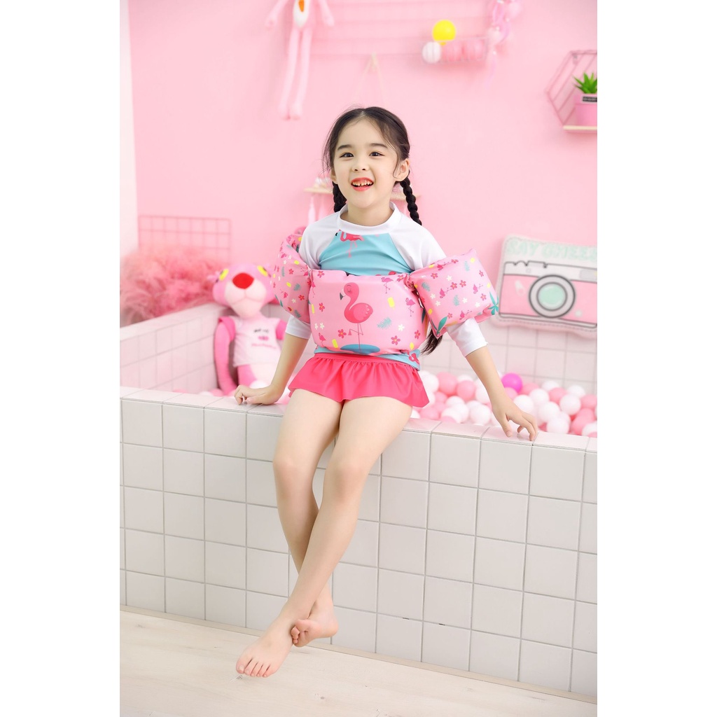 Phao bơi liền thân, phao tay đỡ ngực cho bé trai bé gái từ 14kg đến 25kg chất liệu cao cấp mềm mại đồ bơi bé gái Phao chống lật cho bé