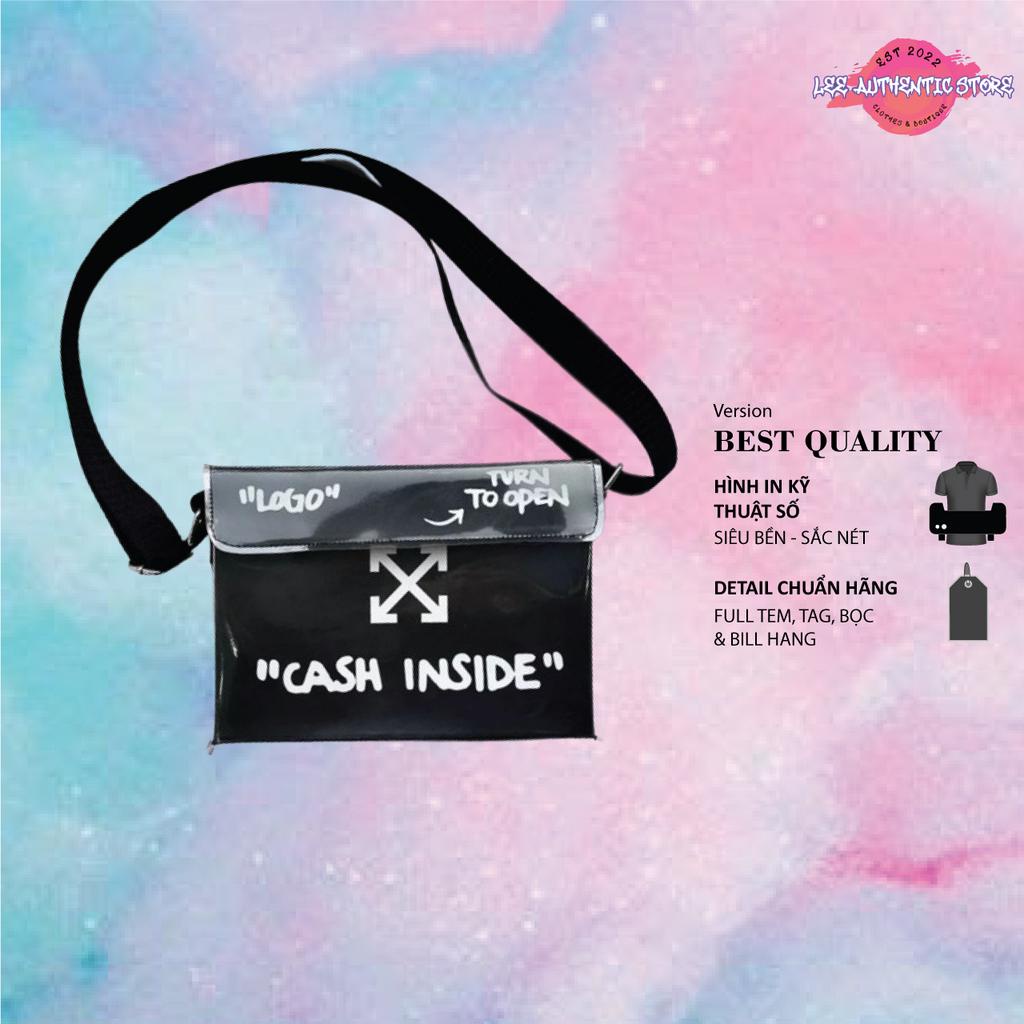 Túi hộp đeo chéo Box Custom Offwhite đen Cash Inside Box shoes custom mini bag The.Base