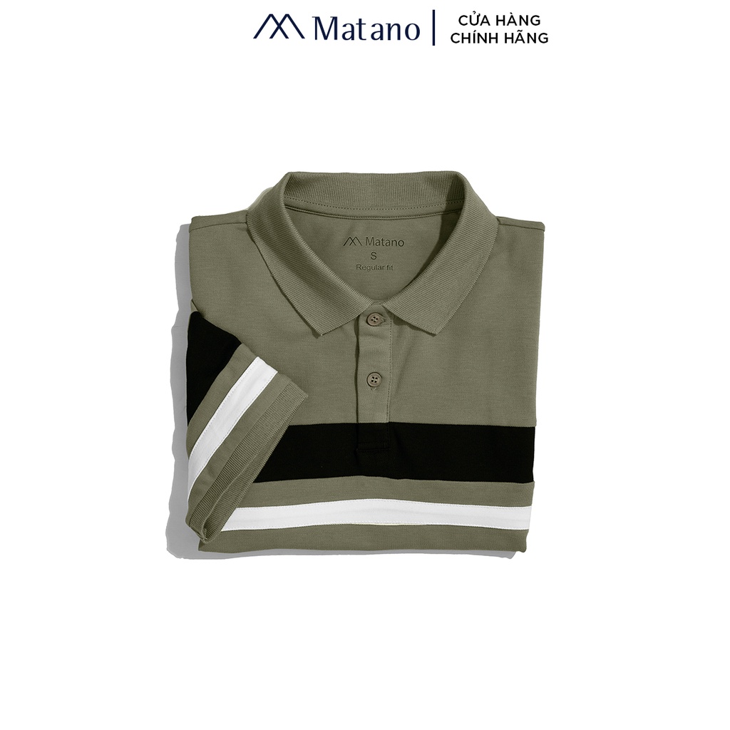 Áo thun polo nam có cổ đẹp MATANO PO042 - Áo phông polo nam cổ trụ vải cá sấu cotton hàng hiệu phối màu kẻ sọc lịch lãm