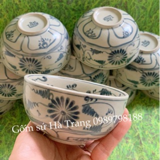 Một bát cơm men rạn vẽ cúc gốm sứ Bát Tràng cao cấp