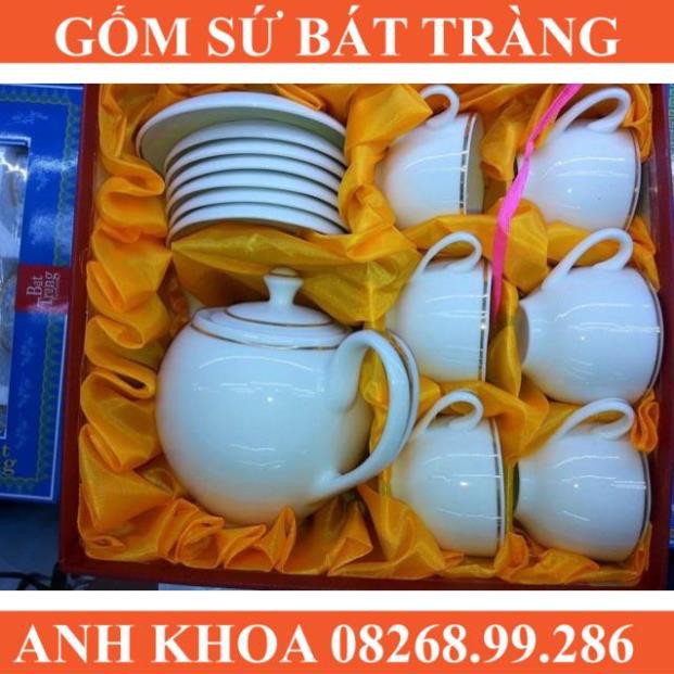 Bộ ấm chén Bát Tràng men bóng - Gốm sứ Bát Tràng Anh Khoa