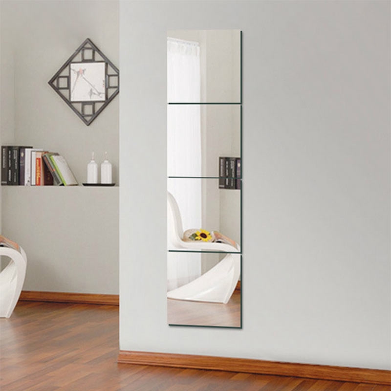 【YKN】6pcs 15*15cm Square Mirror Wall Decor Romantic Home Decor Mirror Sticker