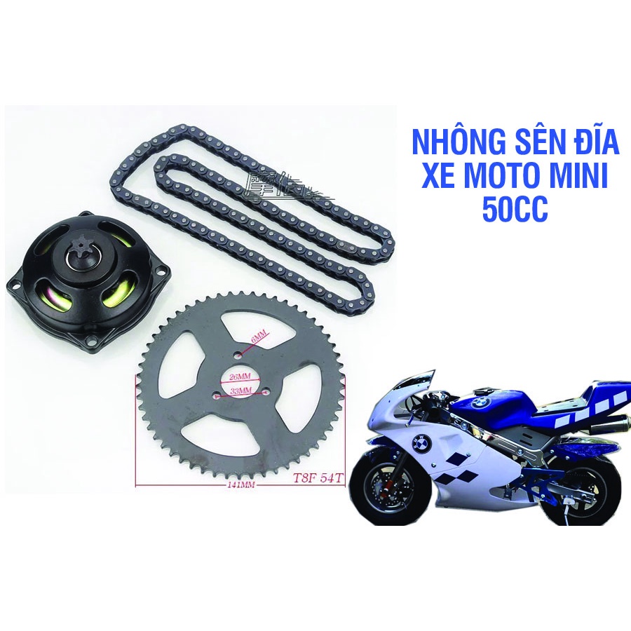 Chuông/nhông/đĩa sau/ sên/ xích xe moto mini 50cc