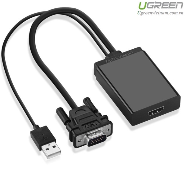 Bộ Chuyển Đổi Vga ra Hdmi UGREEN Chất Lượng Cao Có đường tiếng ra Có Audio