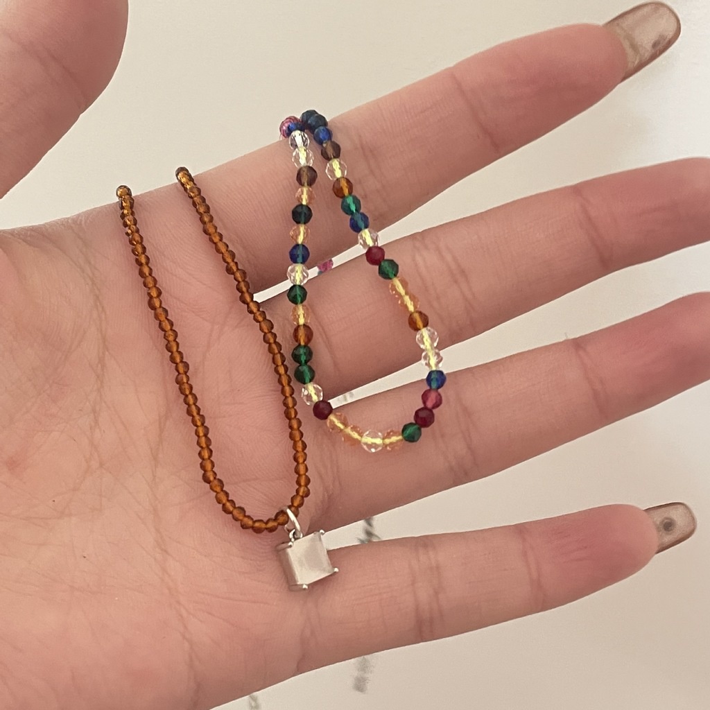 Vòng cổ Đính Hạt Nhiều Màu Sắc Phong Cách Harajuku Vintage Đơn Giản