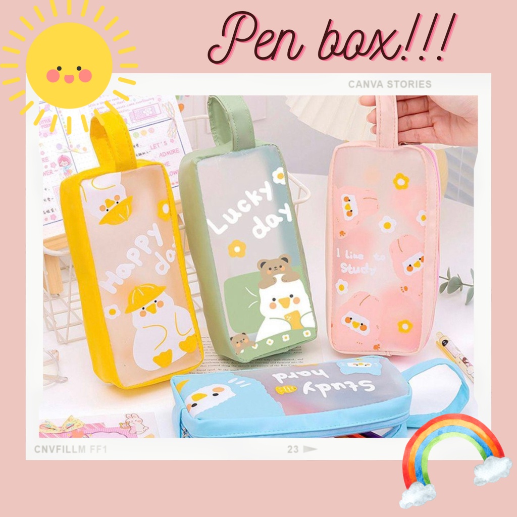 [Stationery] Hộp Bút, Túi Đựng Bút Cỡ Lớn Họa Tiết Dễ Thương Chống Thấm Nước Đa Năng Nhiều Màu Sắc