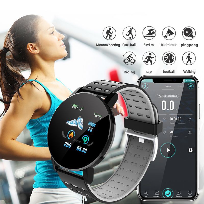 119Plus Smartwatch Heart Rate Blood Pressure Fitness Band Bluetooth Fitness Tracker