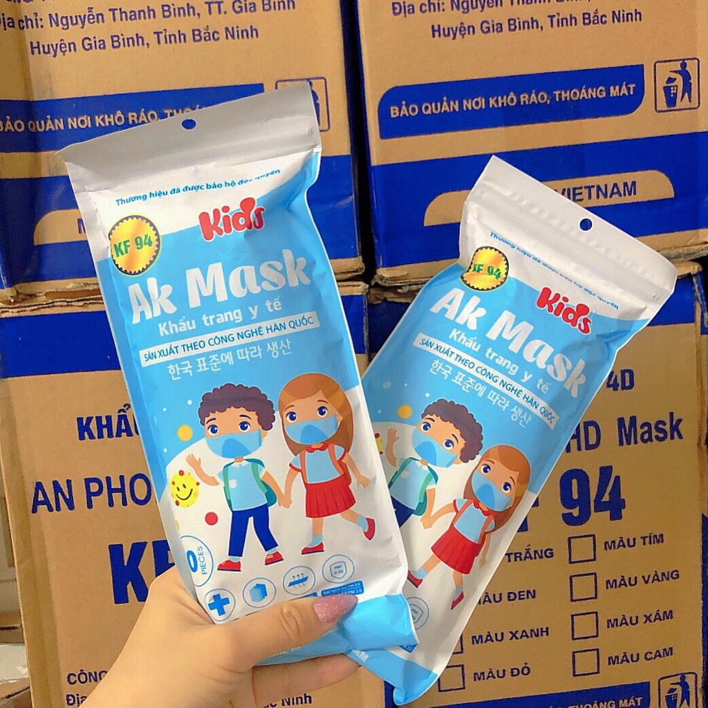 Set 10C Khẩu Trang Trẻ Em KF94 Họa Tiết Siêu Hot Cho Bé 3-9T AK Kids Mask