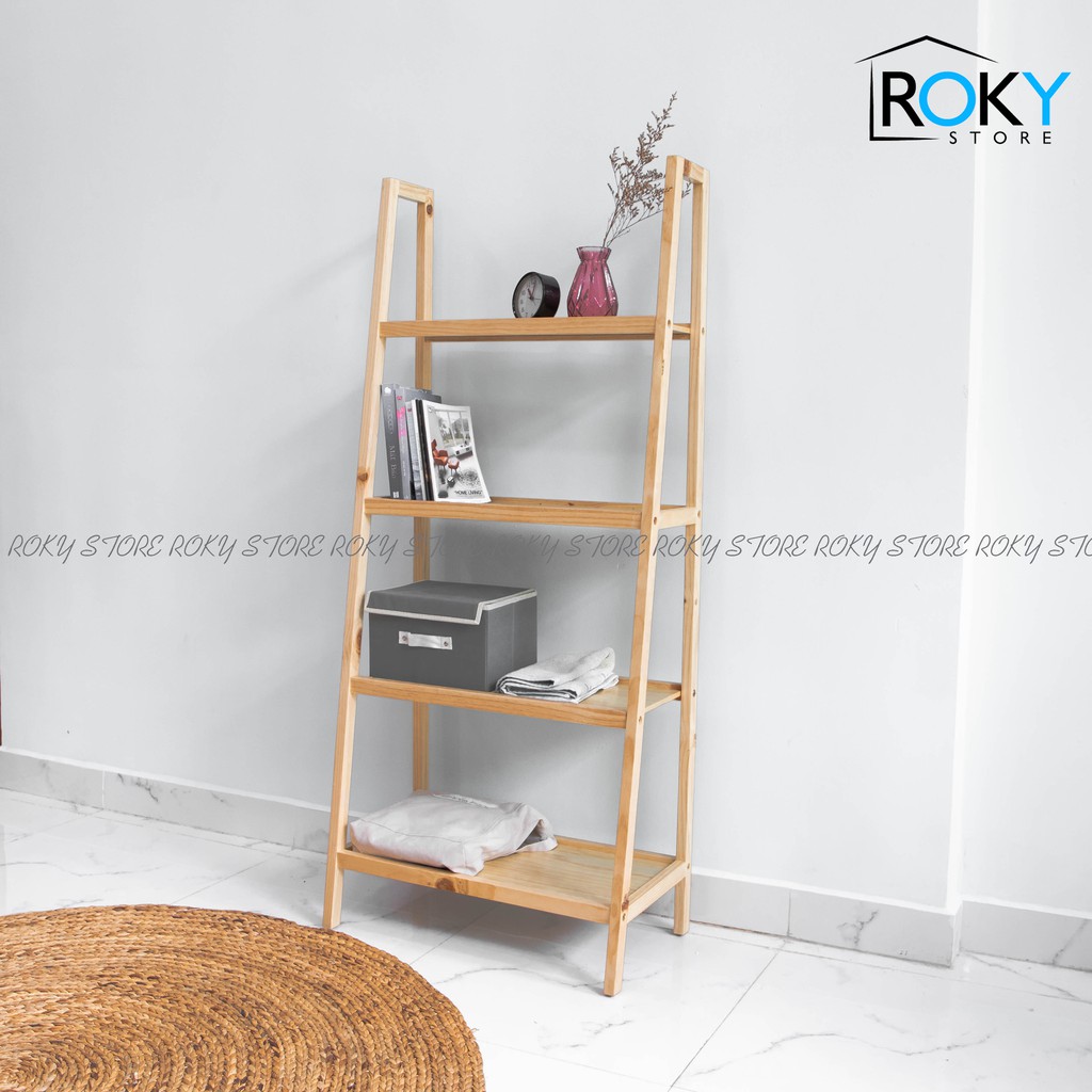 KỆ ĐỂ SÁCH 4 TẦNG DÁNG CHỮ A MÀU TỰ NHIÊN - A BOOK SHELF 4F NATURAL SIZE L | BigBuy360 - bigbuy360.vn