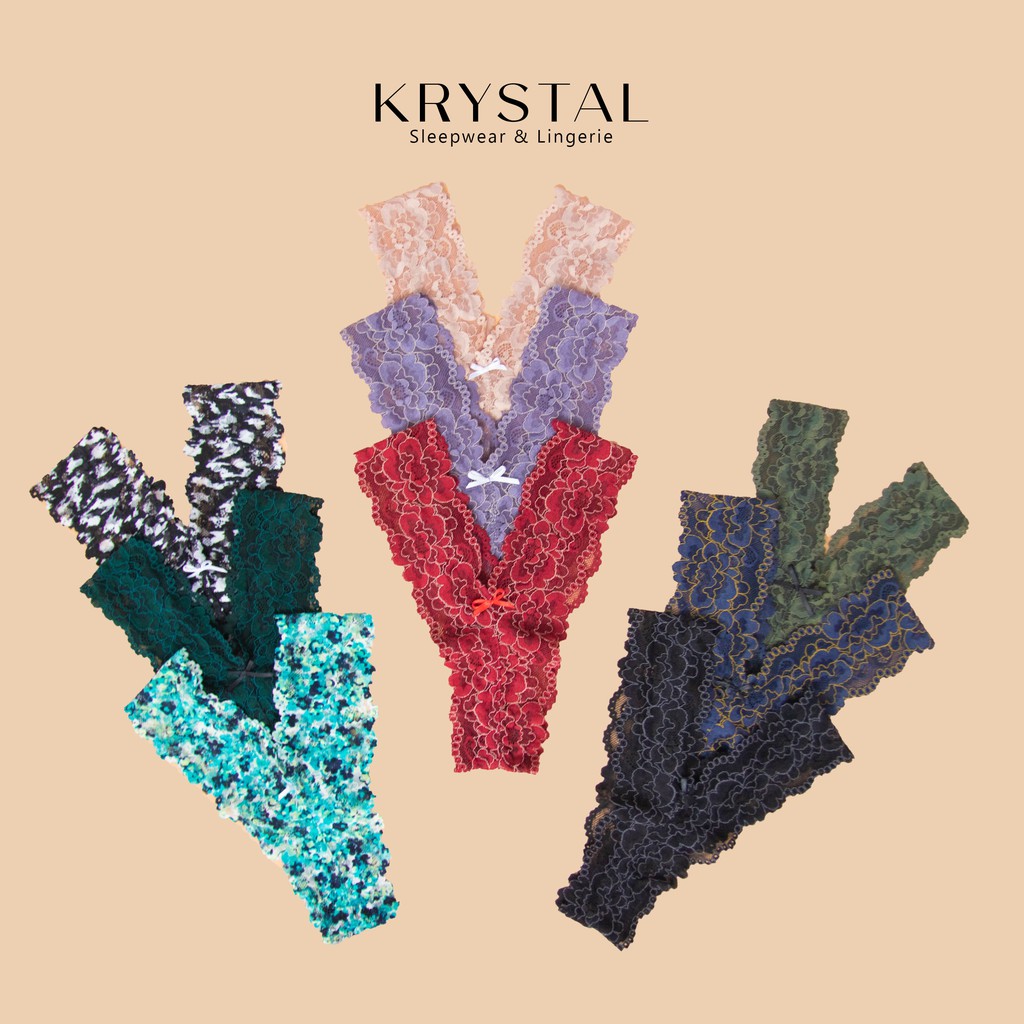 Quần lót ren lọt khe chữ Y sexy gợi cảm màu họa tiết hoa hồng KRYSTAL KQY02 | BigBuy360 - bigbuy360.vn