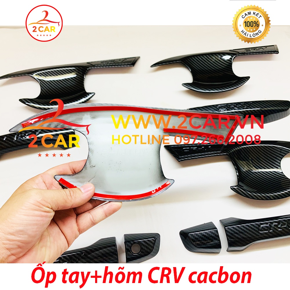 Ốp tay nắm, hõm cửa cacbon xe CRV 2018-2019-2020-2021-2022 vân CACBON cao cấp