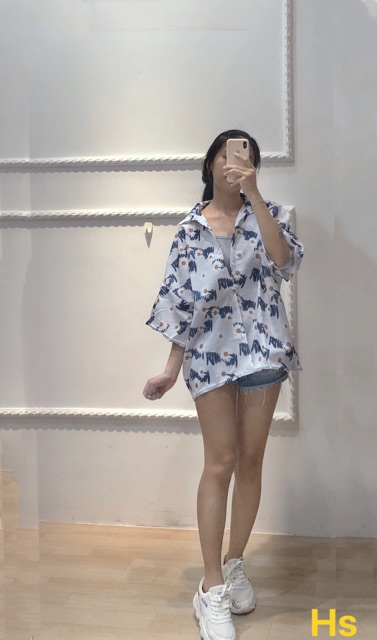 Unisex Áo Sơ Mi Nam Nữ Đẹp Oversize Màu Loang Hoa Cúc Hot Trend-HươngSu Ulzzang Cộc Tay-HươngSu